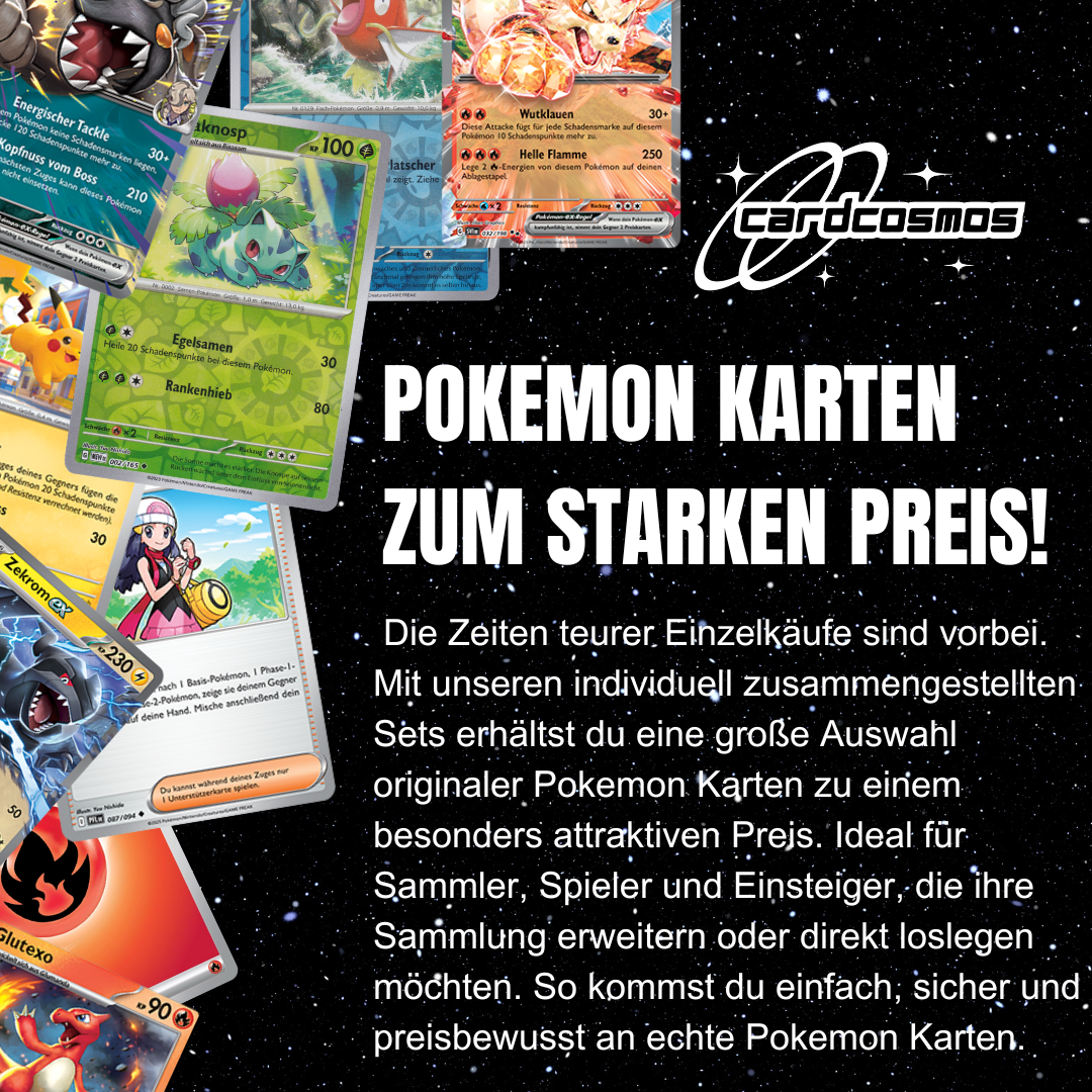 Pokémon Karten Set Deutsch – 200 Karten inkl. 25 Holo + 100 Kartenhüllen