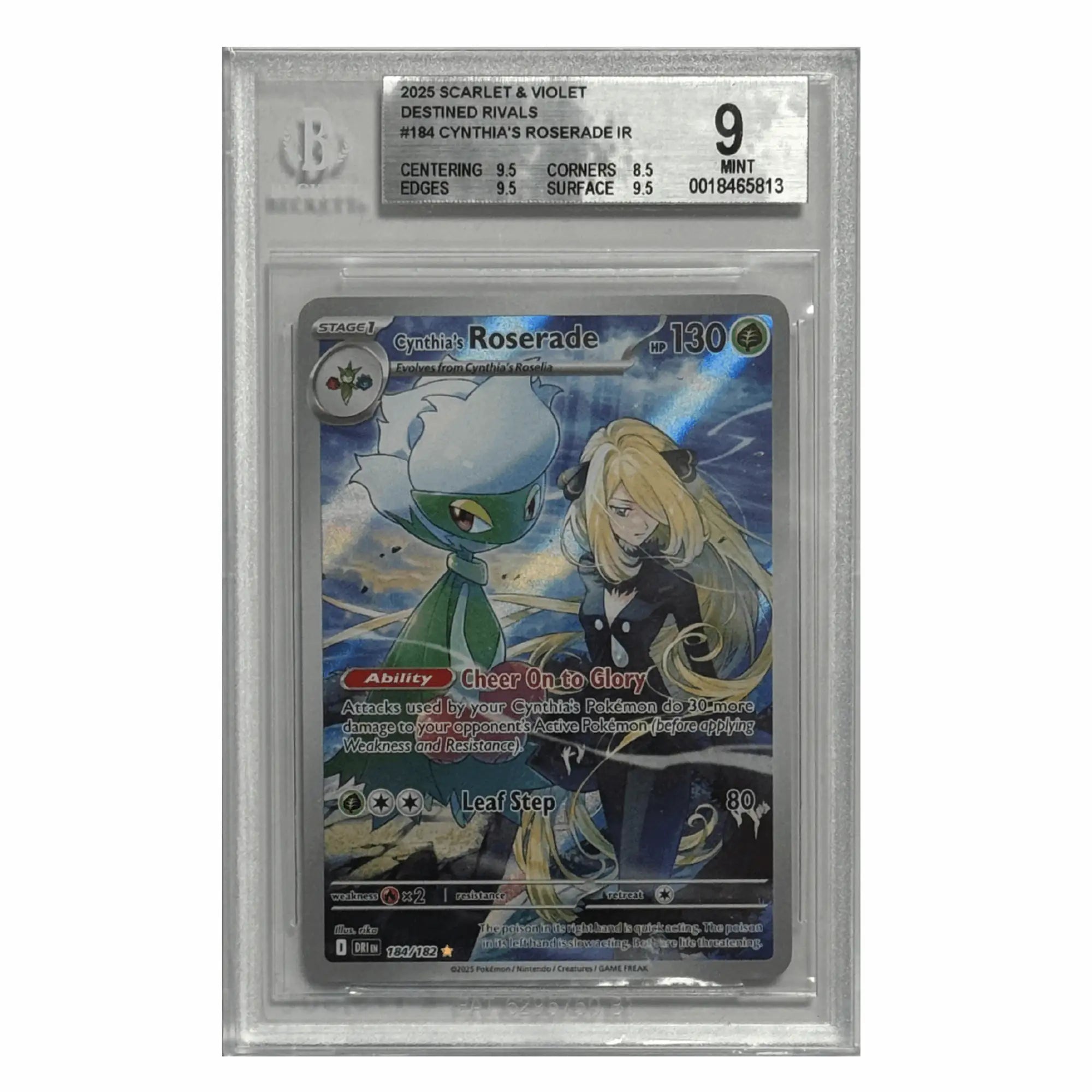 Pokémon - Cynthia’s Roserade IR #184 (Destined Rivals) – BGS 9 Mint