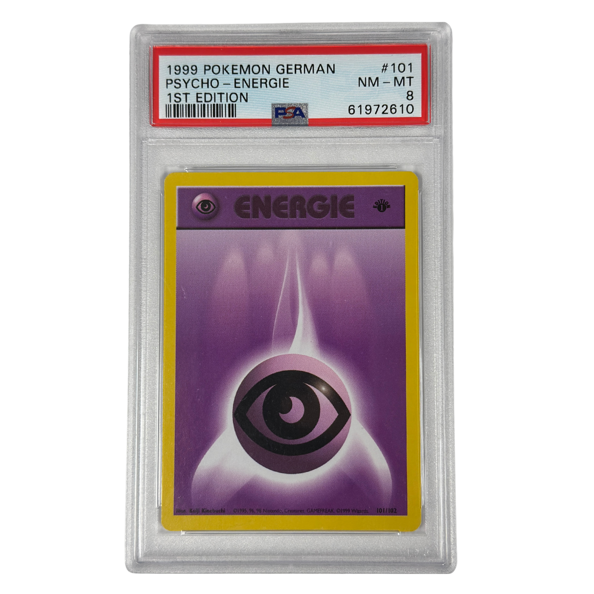 Pokémon - Psycho Energie 1st Edition #101/102 Base Set (1999) Deutsch – PSA 8 NM-MT