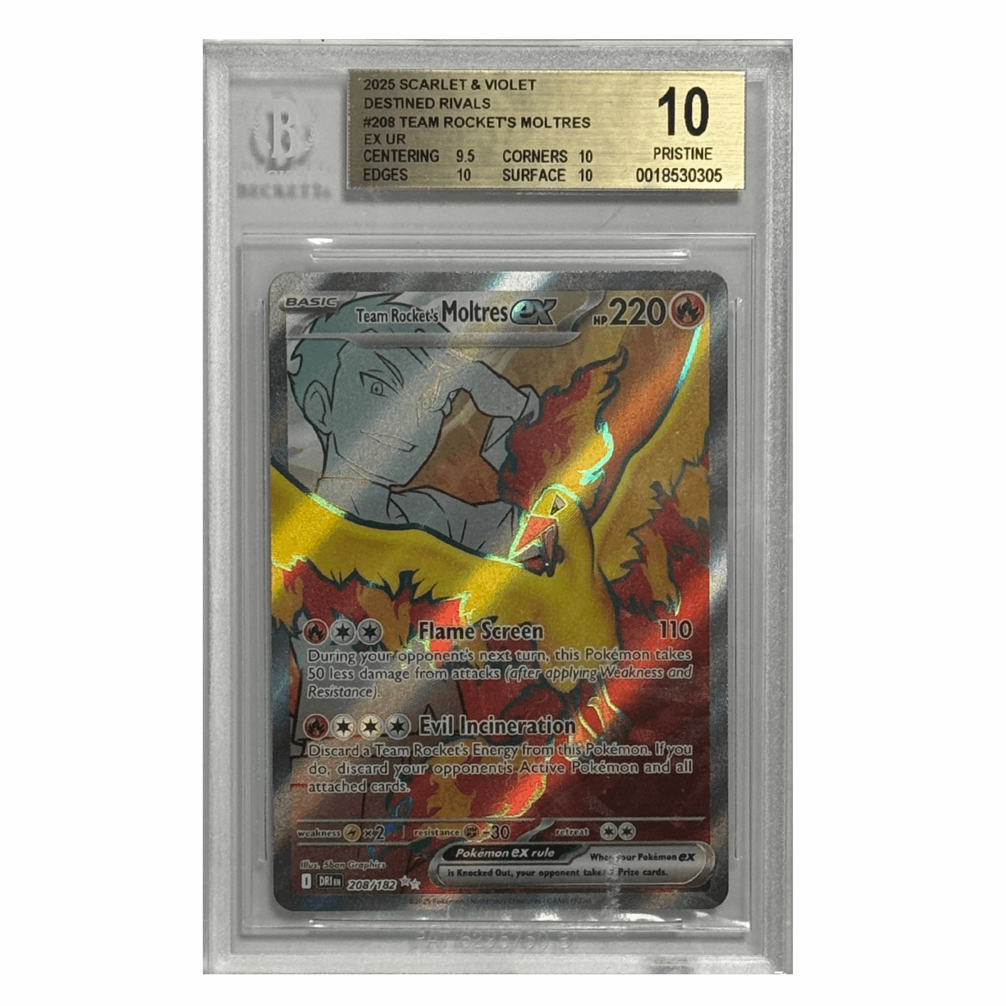 Pokémon - Team Rocket’s Moltres ex UR #208 (Destined Rivals) – BGS 10 Pristine