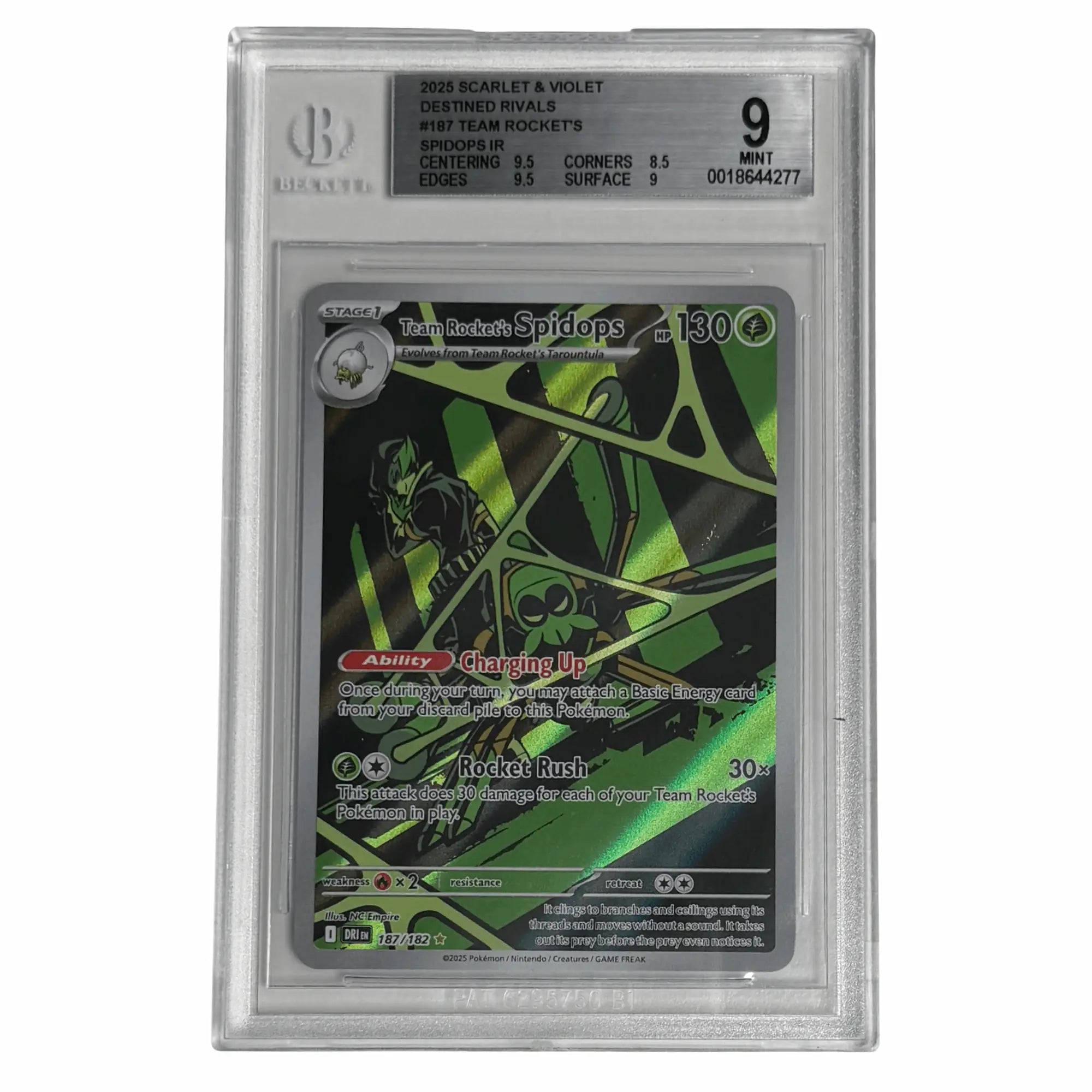 Pokémon - Team Rocket’s Spidops IR #187 (Destined Rivals) – BGS 9 Mint