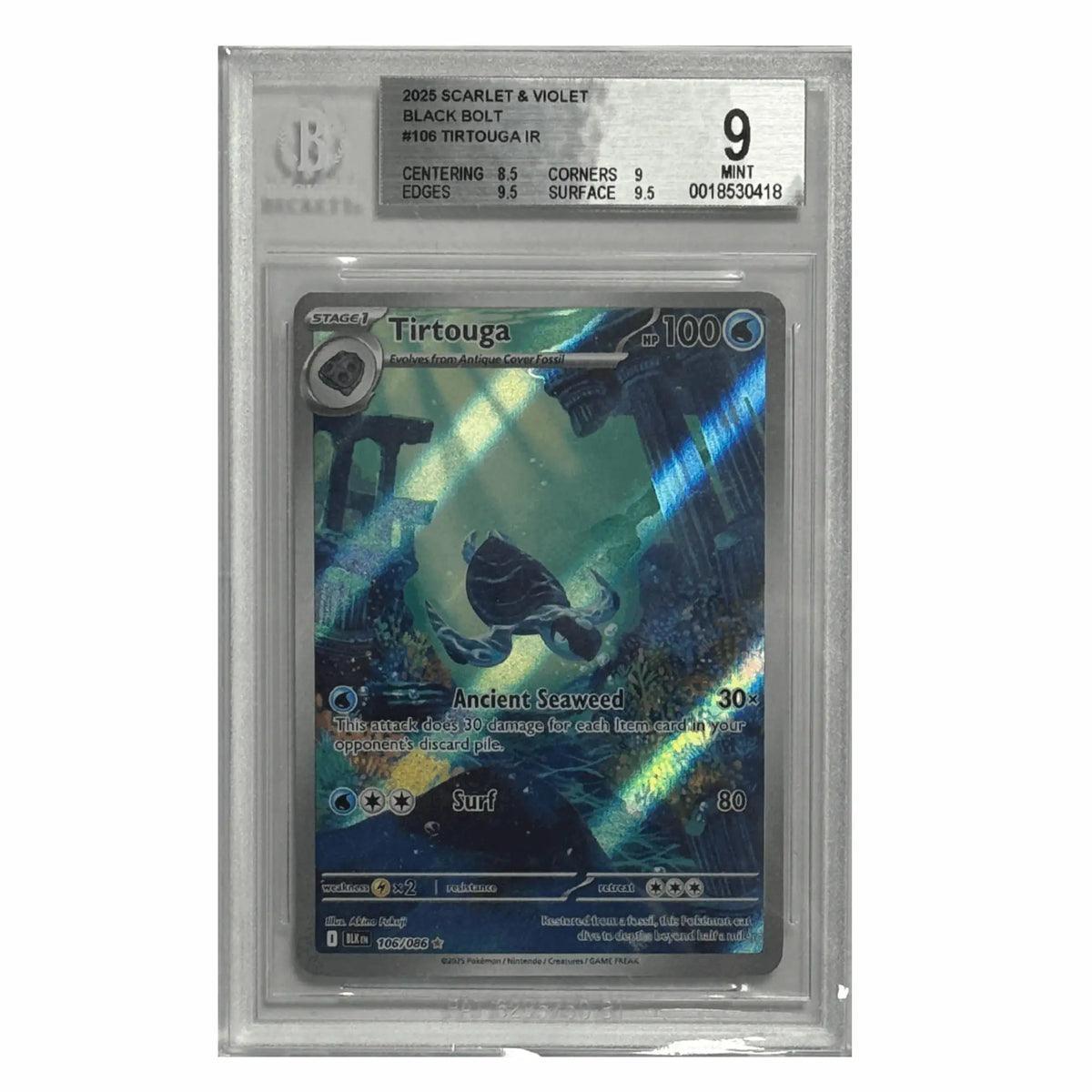 Pokémon - Tirtouga IR #106 (Black Bolt) – BGS 9 Mint