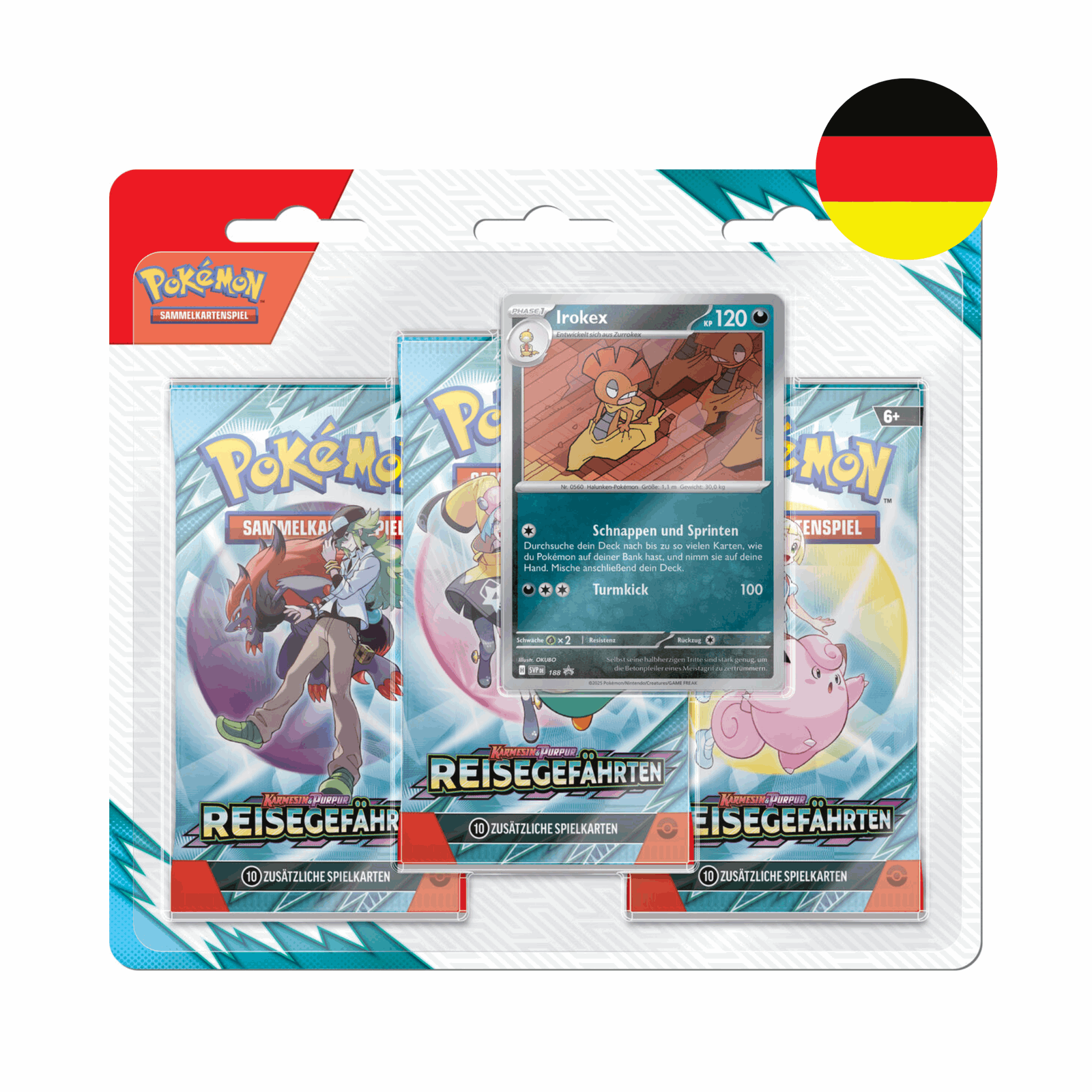Pokémon - Karmesin & Purpur Reisegefährten 3-Pack Blister - Irokex - DE - cardcosmos