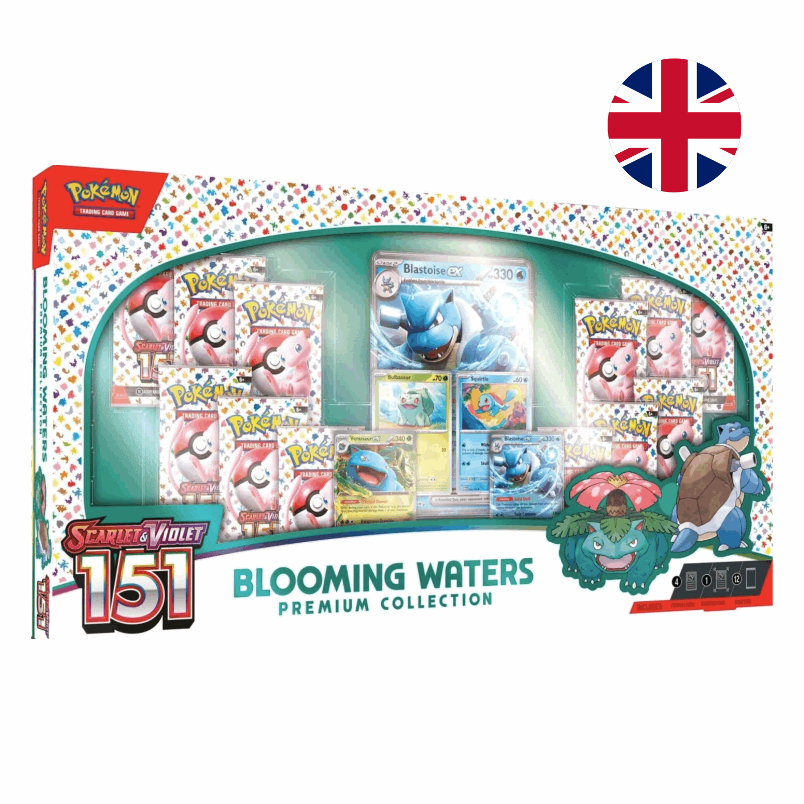 Pokémon - Scarlet & Violet - 151 Blooming Waters Premium Collection Box - EN - cardcosmos Vorderansicht