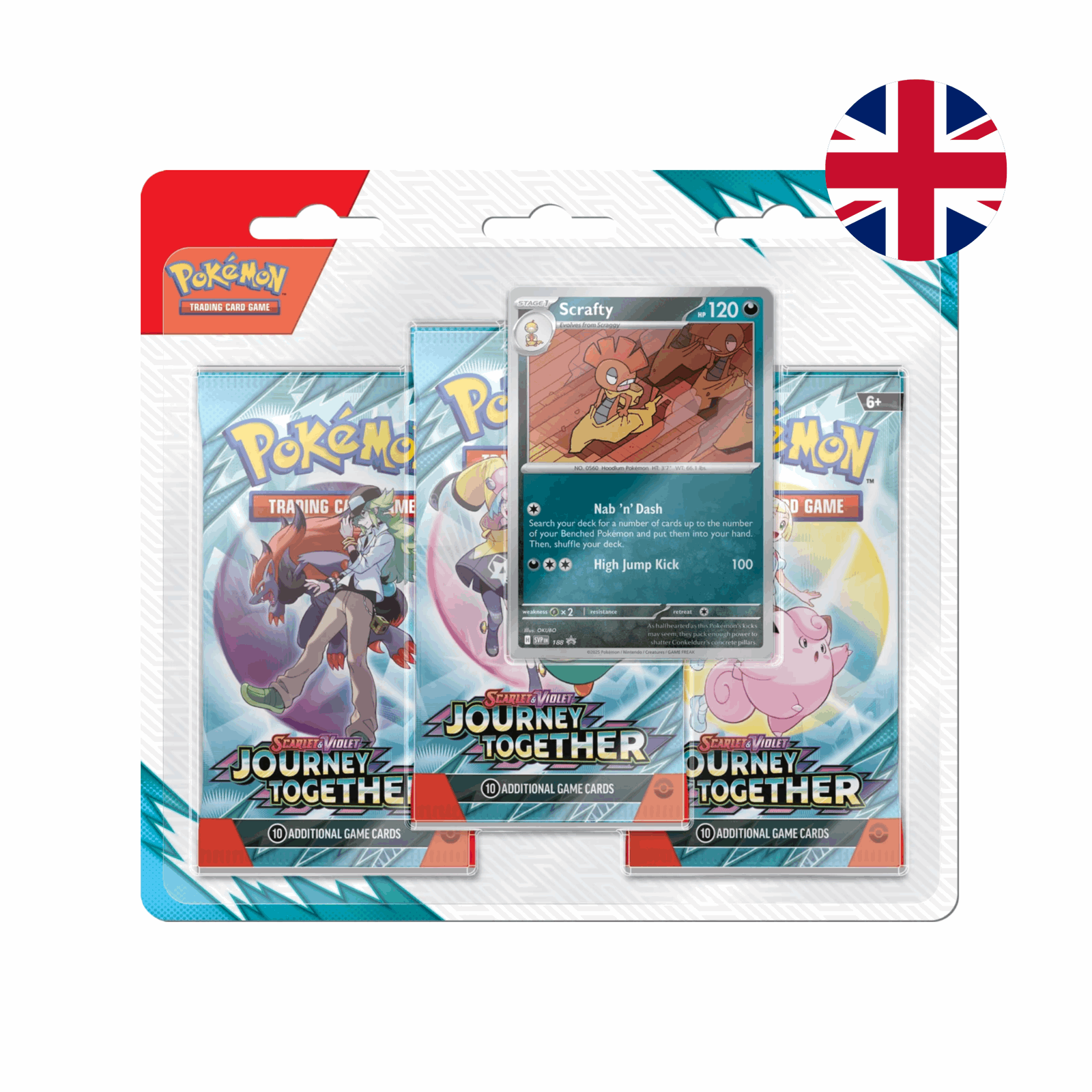 Pokémon - Scarlet & Violet: Journey Together 3 Pack Blister Scrafty - EN - cardcosmos
