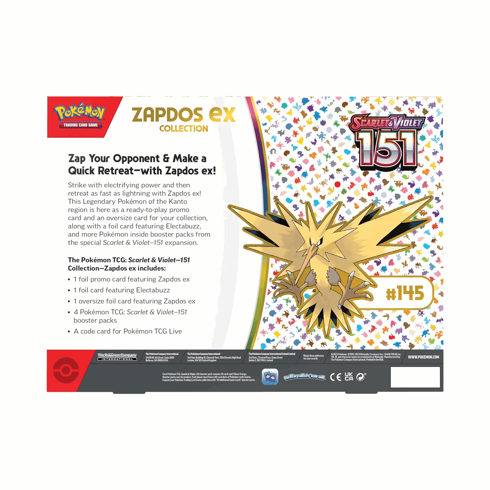 Pokémon  - Scarlet & Violet: 151 Zapdos ex Collection - EN - cardcosmos