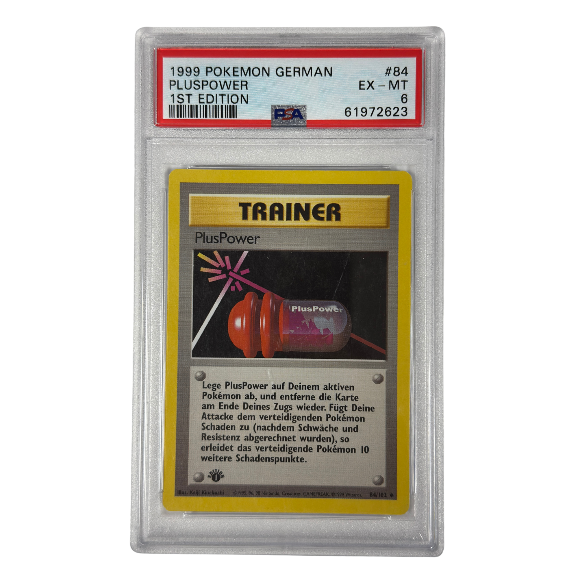 Pokémon - PlusPower 1st Edition #84/102 Base Set (1999) Deutsch – PSA 6 EX-MT