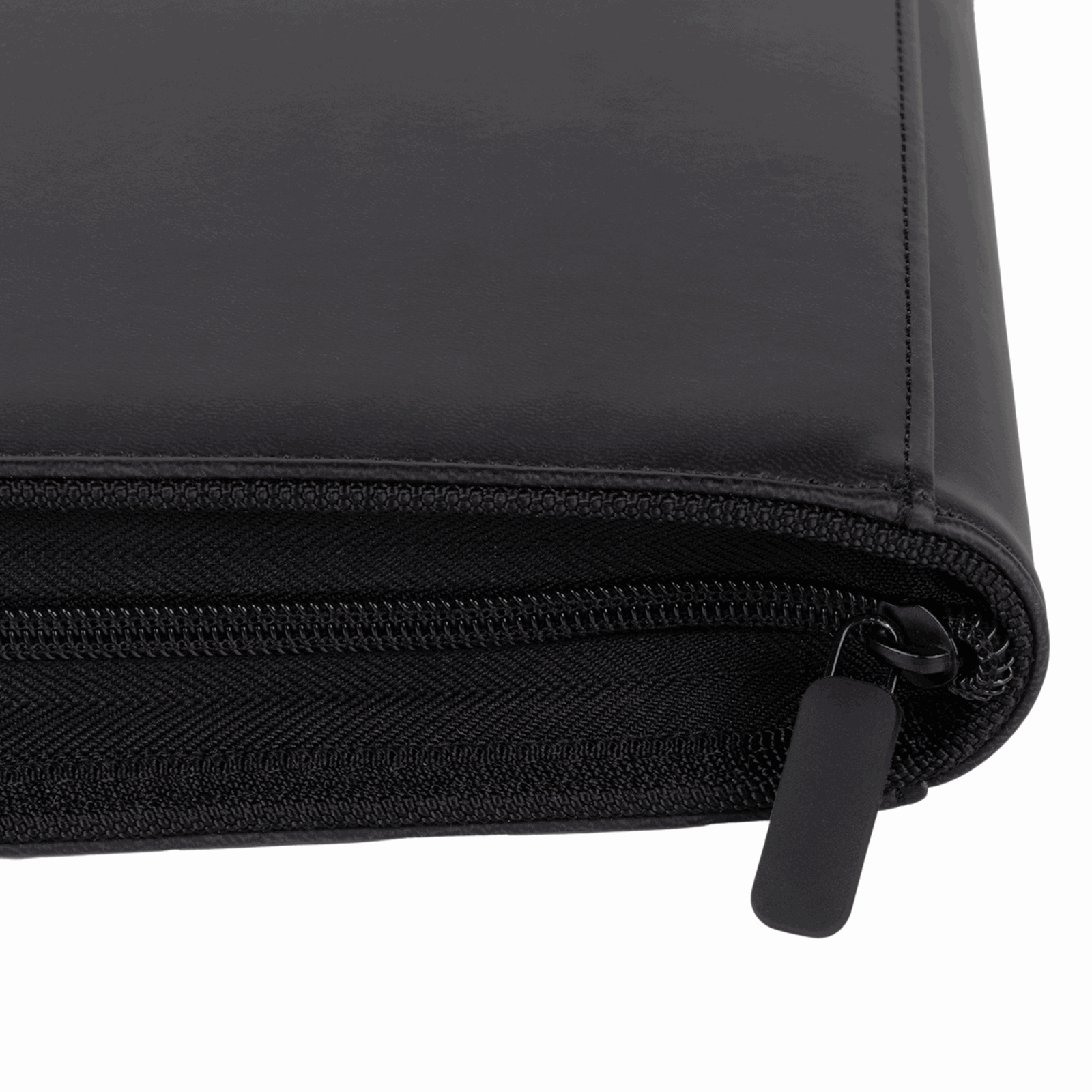cardcosmos_9_Pocket_Zip_Premium_Leather_Binder_Schwarz_Schwarz Reißverschuss