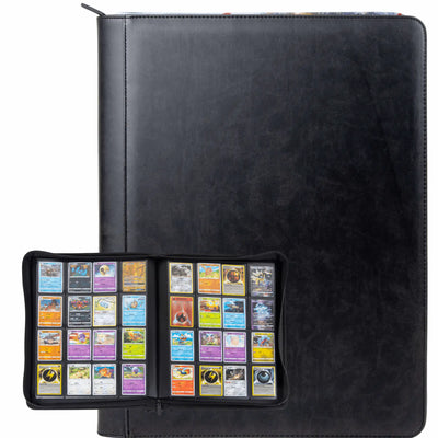 16-Pocket Card Binder Black with Zipper | cardcosmos 16-Pocket Card Binder Black with Zipper | cardcosmos