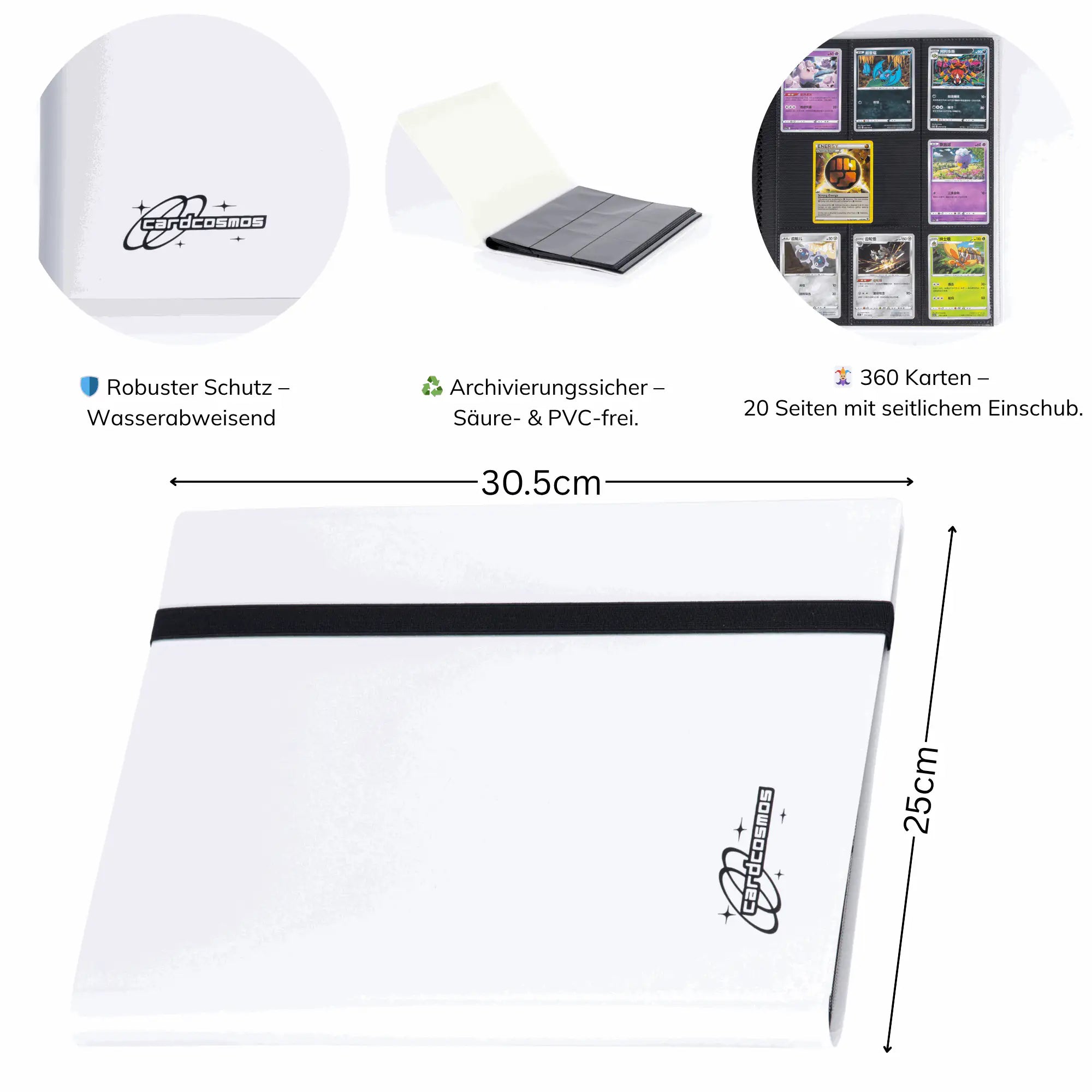 cardcosmos - 9 Pocket Basic Strap Binder - Weiß