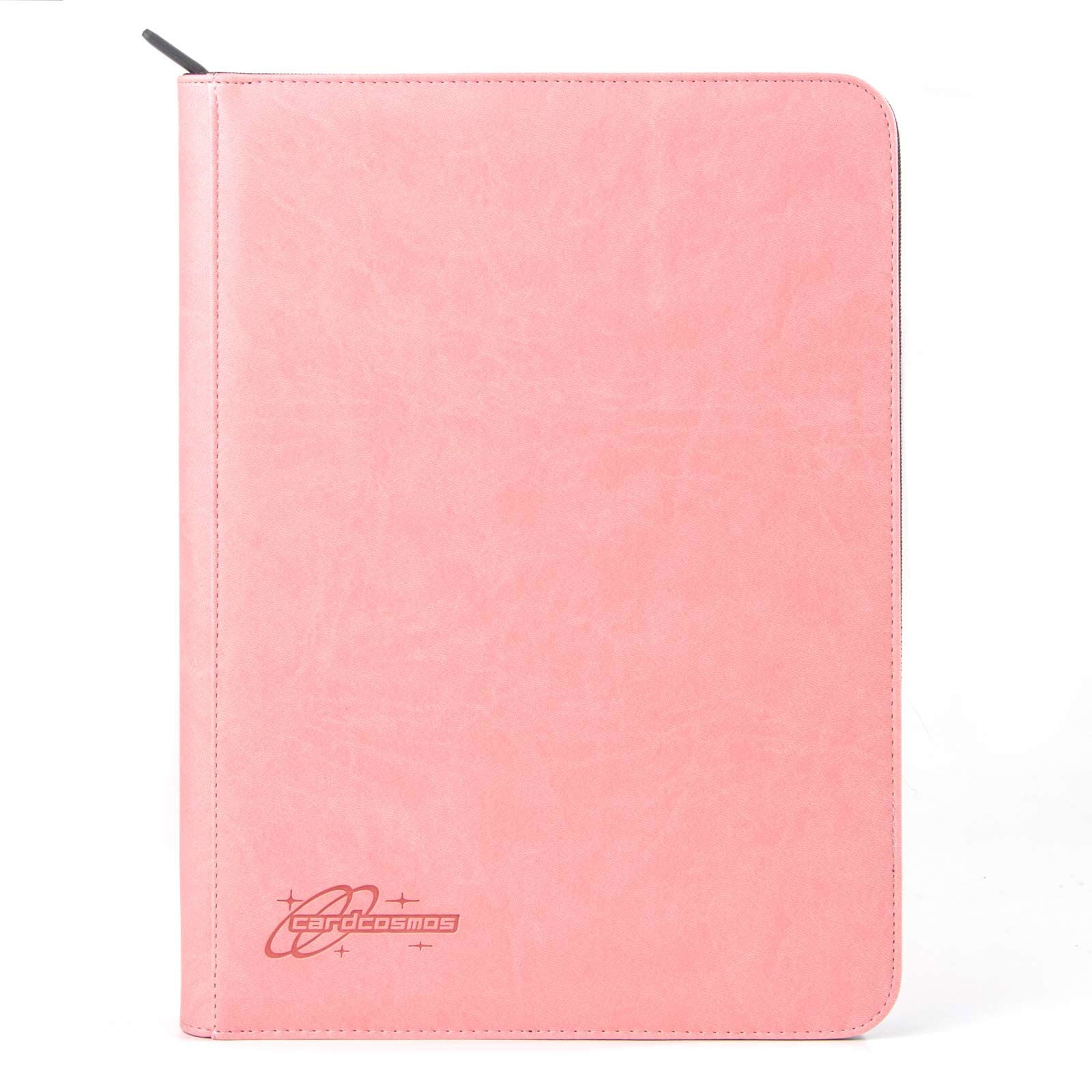 cardcosmos - 9 Pocket Zip Premium Leather Binder - Pink - cardcosmos