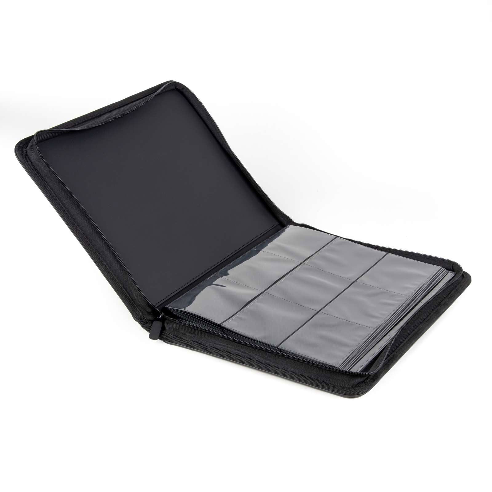 cardcosmos - 9 Pocket Zip Premium Leather Binder - Schwarz - cardcosmos