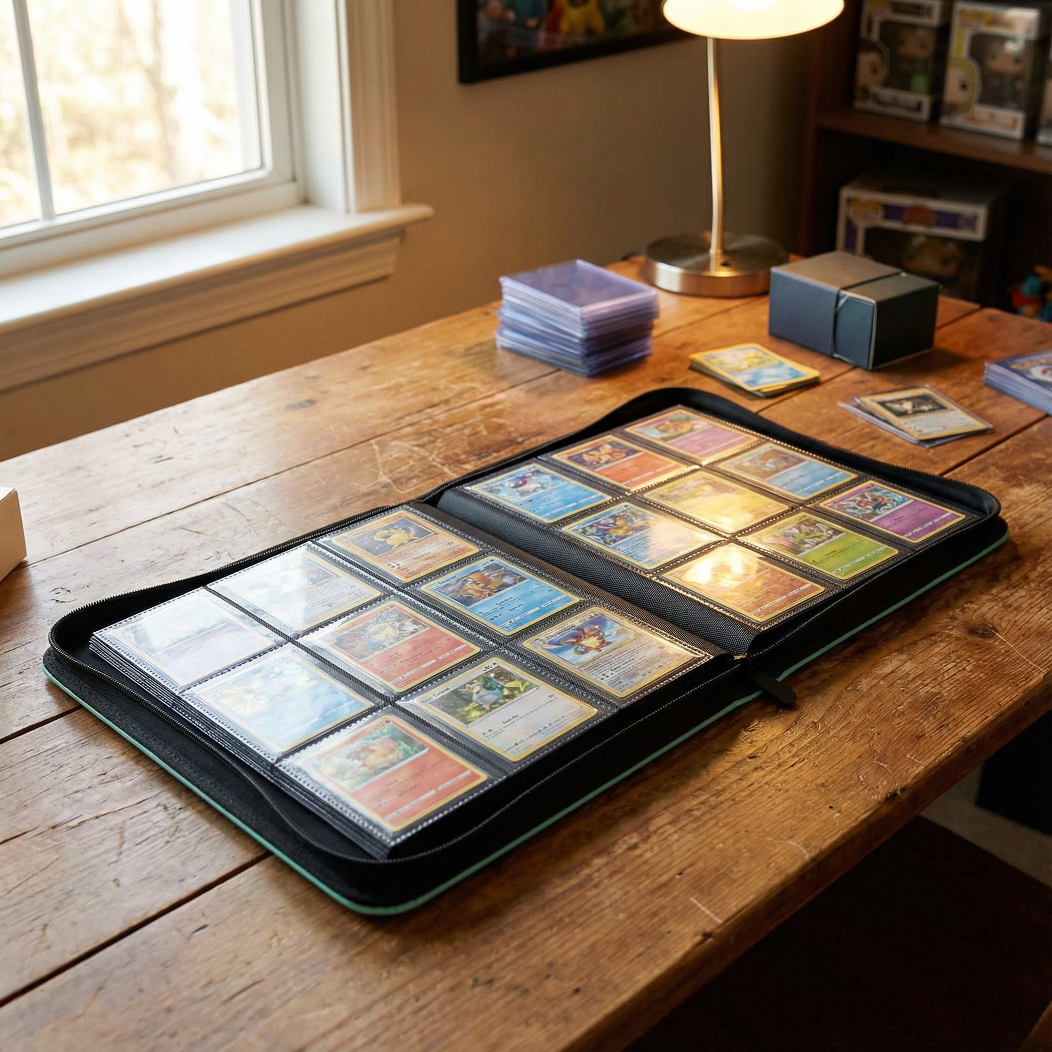 cardcosmos - 9 Pocket Zip Premium Leather Binder - Mintgrün